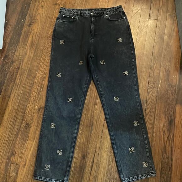Amendi Jeans Black Logo High Waist Denim Size 32x32 New Retails $285 - Picture 4 of 11